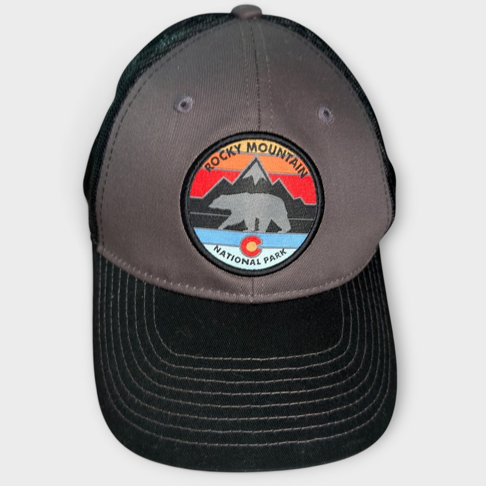 Concept One Rocky Mountain National Park Trucker Hat Gray Black Bear Snapback OS
